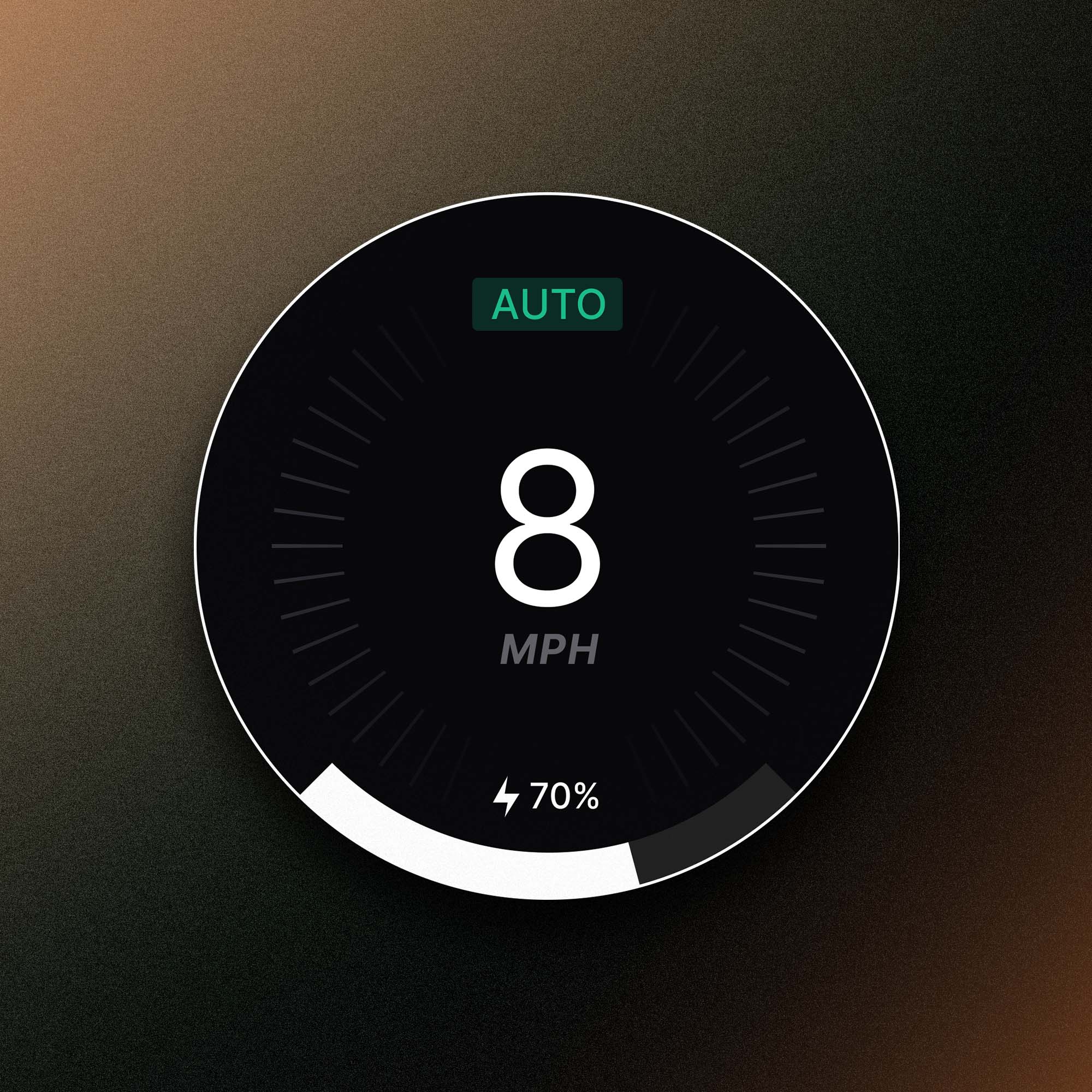 close up view of a tachometer ui for a secret project